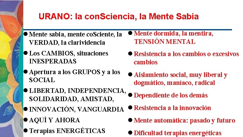 URANO: la con. Sciencia, la Mente Sabia Mente sabia, mente co. Sciente, la Mente