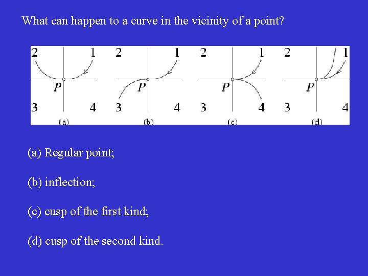 What can happen to a curve in the vicinity of a point? (a) Regular