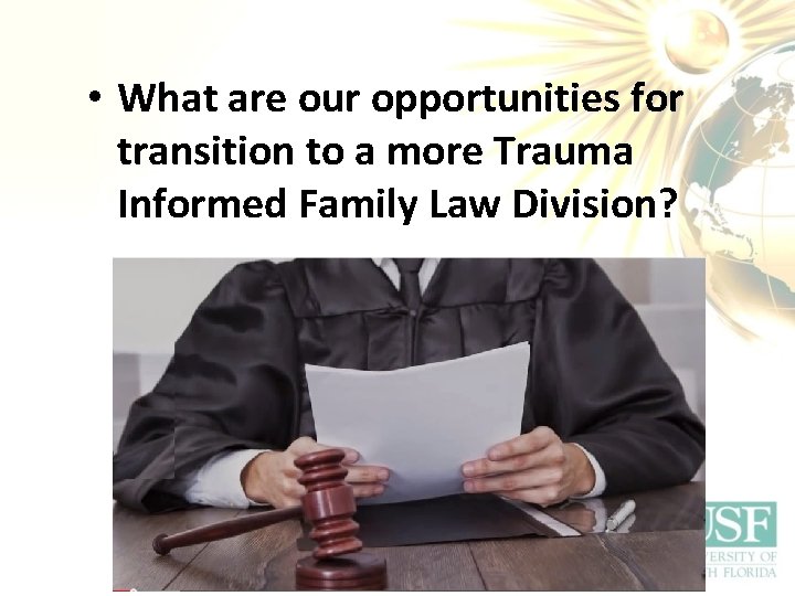  • What are our opportunities for transition to a more Trauma Informed Family