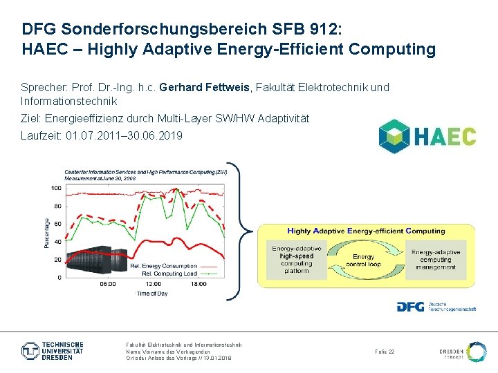 DFG Sonderforschungsbereich SFB 912: HAEC – Highly Adaptive Energy-Efficient Computing Sprecher: Prof. Dr. -Ing.