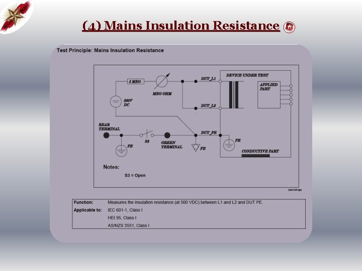 (4) Mains Insulation Resistance 