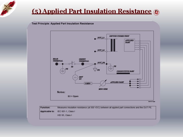 (5) Applied Part Insulation Resistance 