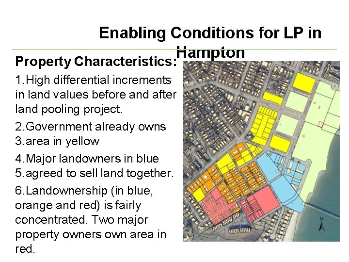 Enabling Conditions for LP in Hampton Property Characteristics: 1. High differential increments in land
