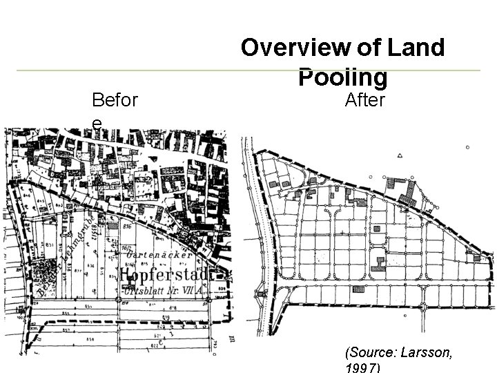 Befor e Overview of Land Pooling After (Source: Larsson, 