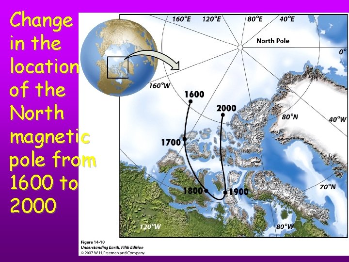 Change in the location of the North magnetic pole from 1600 to 2000 