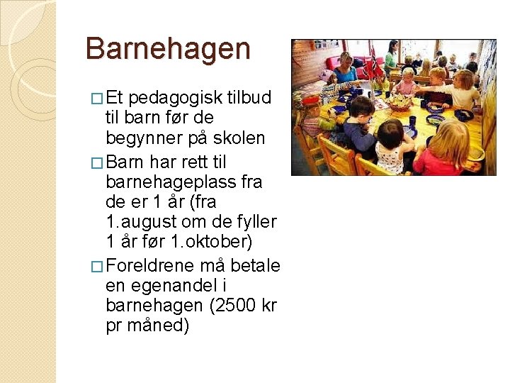 Barnehagen � Et pedagogisk tilbud til barn før de begynner på skolen � Barn