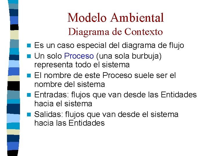 Modelo Ambiental Diagrama de Contexto n n n Es un caso especial del diagrama Modelo Ambiental Diagrama de Contexto n n n Es un caso especial del diagrama