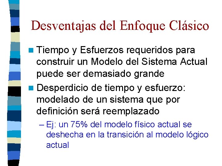 Desventajas del Enfoque Clásico n Tiempo y Esfuerzos requeridos para construir un Modelo del Desventajas del Enfoque Clásico n Tiempo y Esfuerzos requeridos para construir un Modelo del
