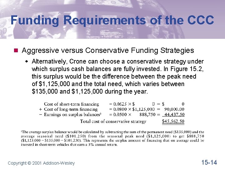 Funding Requirements of the CCC n Aggressive versus Conservative Funding Strategies w Alternatively, Crone