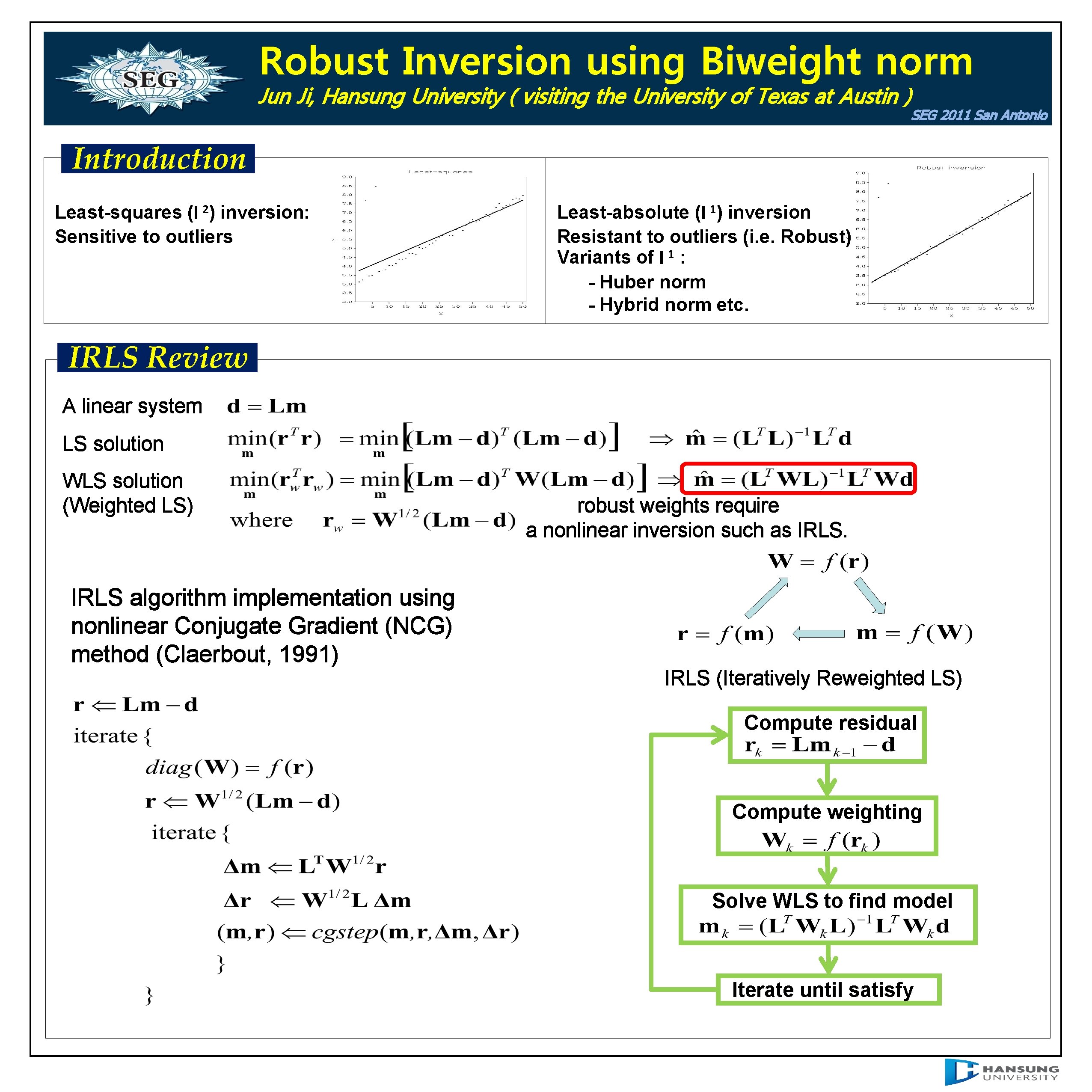 Robust Inversion using Biweight norm Jun Ji, Hansung University ( visiting the University of