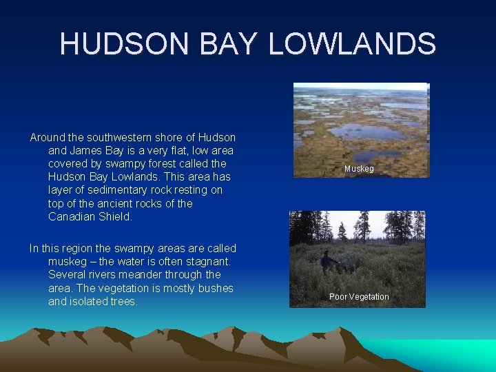 HUDSON BAY LOWLANDS Around the southwestern shore of Hudson and James Bay is a