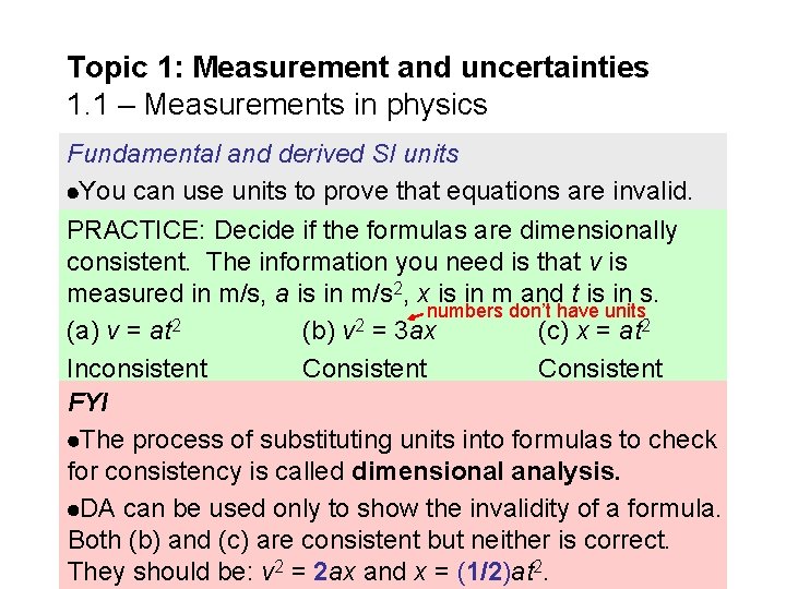 Topic 1: Measurement and uncertainties 1. 1 – Measurements in physics Fundamental and derived