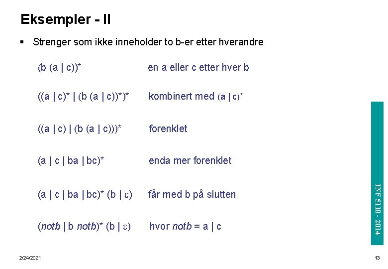 Eksempler - II § Strenger som ikke inneholder to b-er etter hverandre ((a |