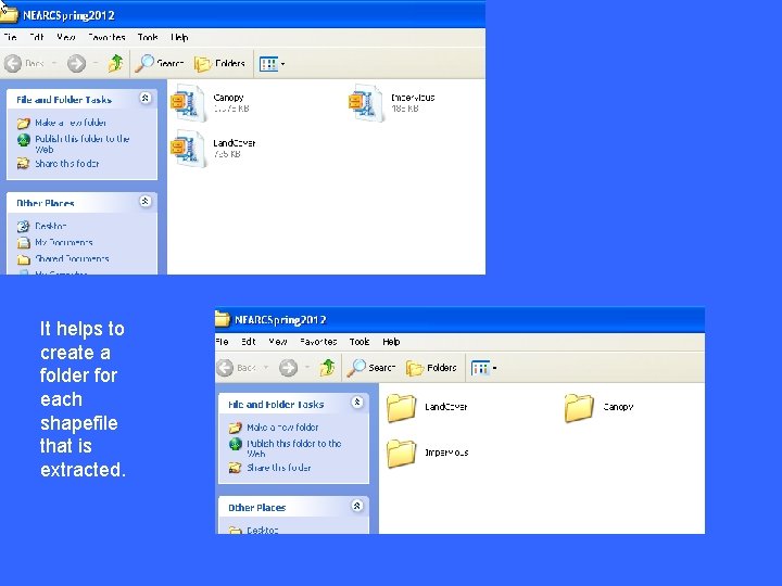 It helps to create a folder for each shapefile that is extracted. It helps to create a folder for each shapefile that is extracted.