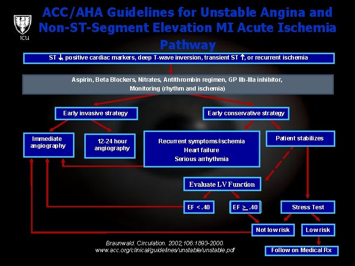 ICU ACC/AHA Guidelines for Unstable Angina and Non-ST-Segment Elevation MI Acute Ischemia Pathway ST