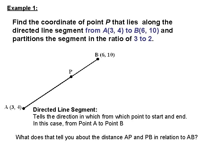 Example 1: Find the coordinate of point P that lies along the directed line