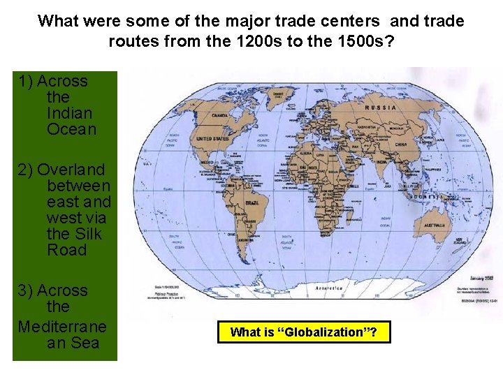 What were some of the major trade centers and trade routes from the 1200