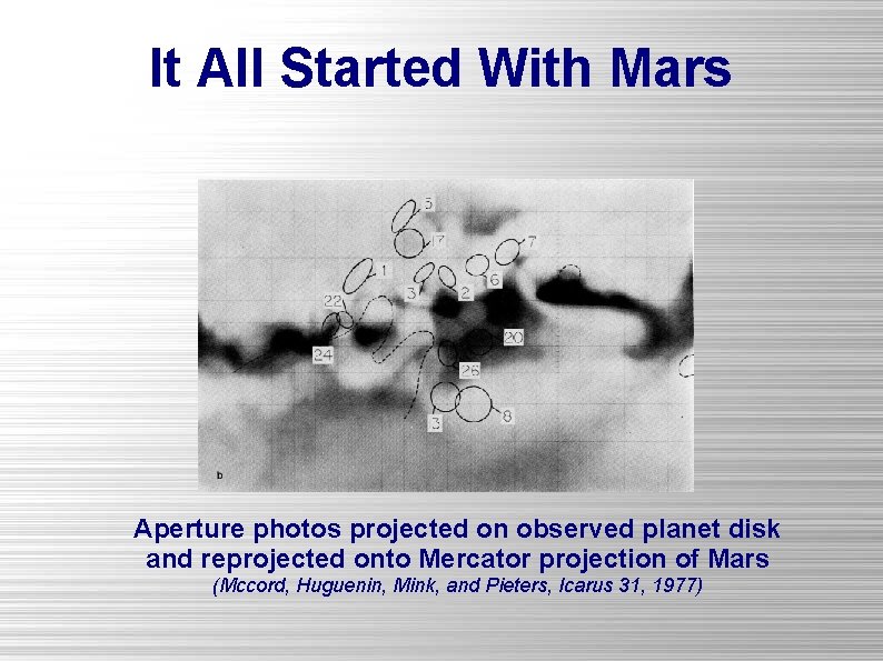 It All Started With Mars Aperture photos projected on observed planet disk and reprojected