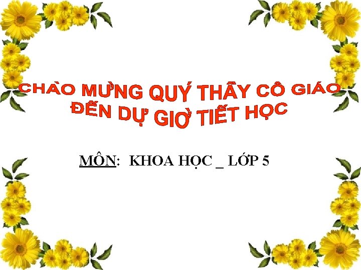 MÔN: KHOA HỌC _ LỚP 5 