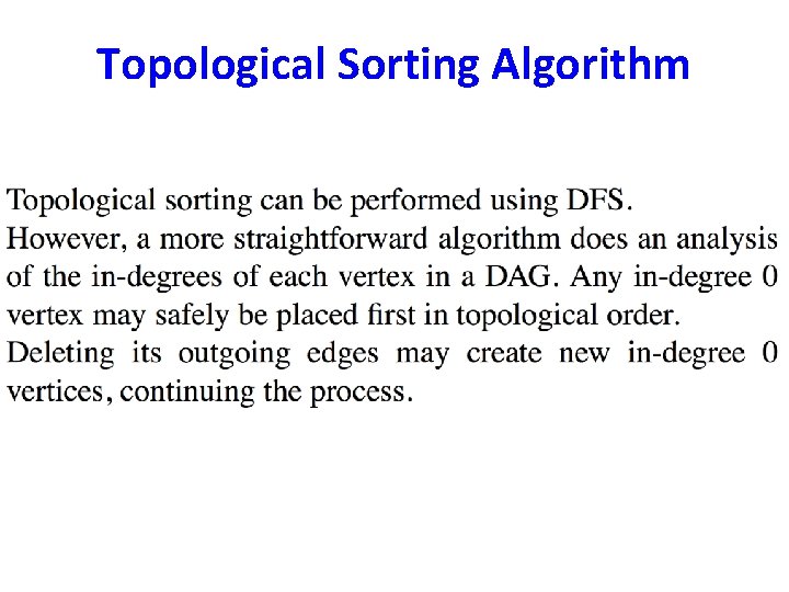 Topological Sorting Algorithm Topological Sorting Algorithm
