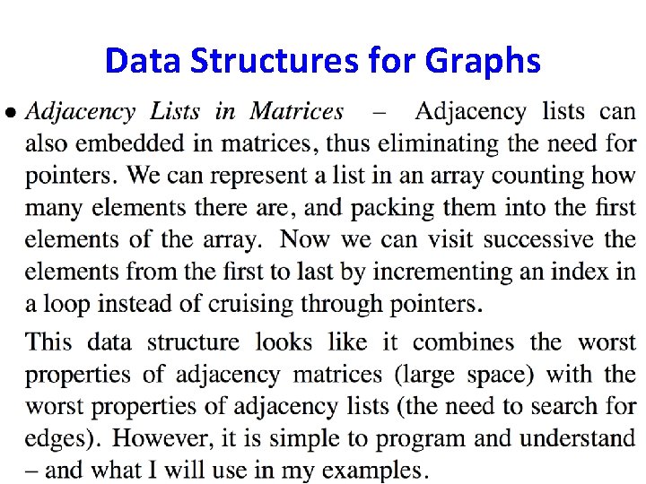Data Structures for Graphs Data Structures for Graphs