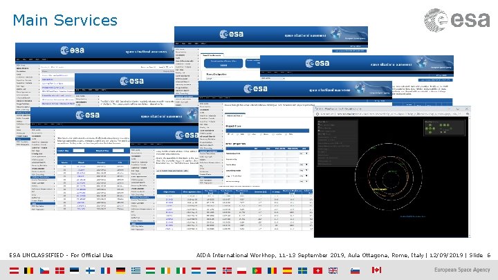 Main Services ESA UNCLASSIFIED - For Official Use AIDA International Workhop, 11 -13 September