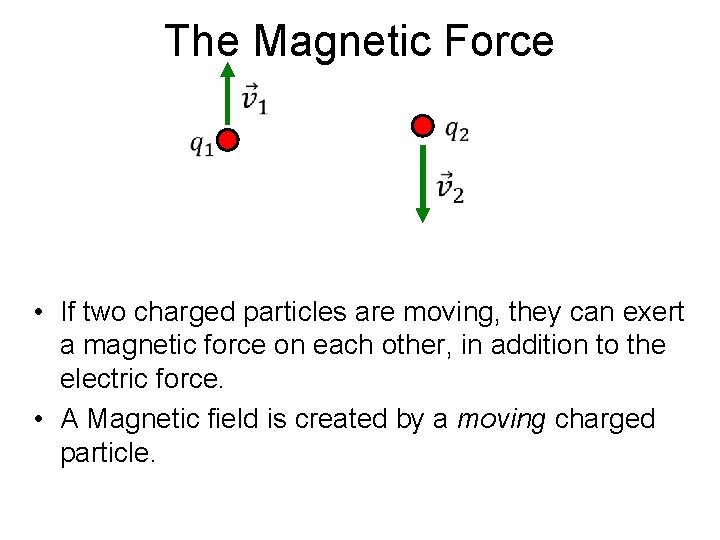 The Magnetic Force • If two charged particles are moving, they can exert a