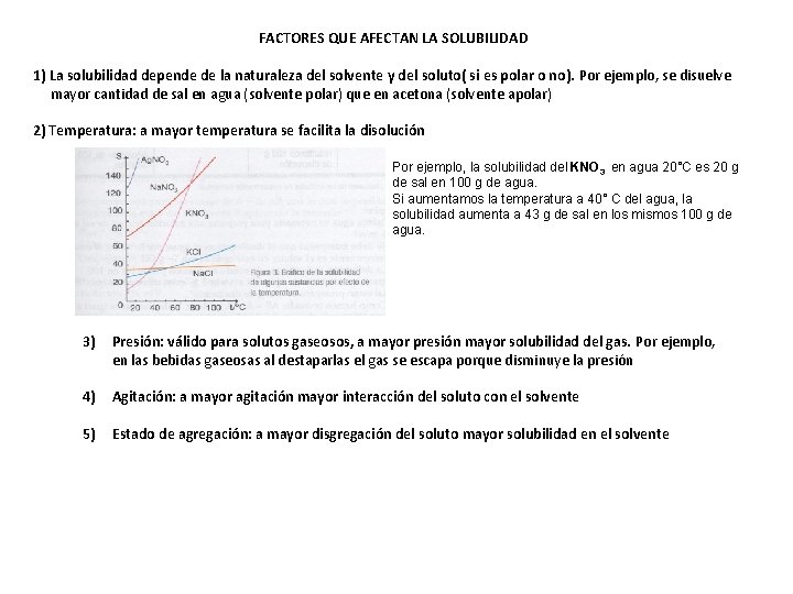 FACTORES QUE AFECTAN LA SOLUBILIDAD 1) La solubilidad depende de la naturaleza del solvente