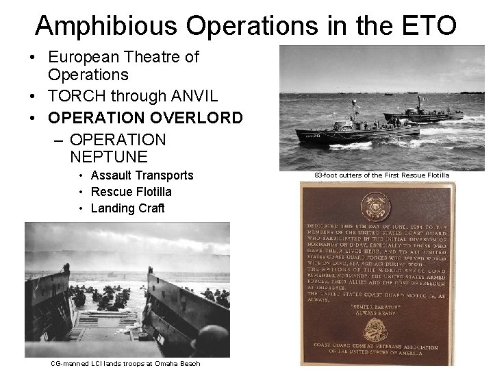 Amphibious Operations in the ETO • European Theatre of Operations • TORCH through ANVIL