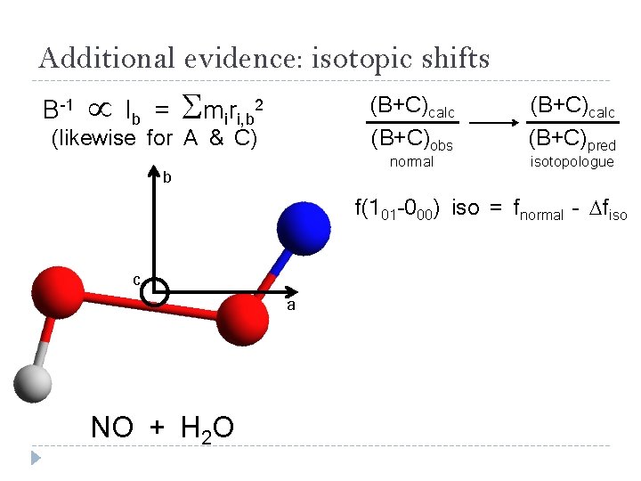 Additional evidence: isotopic shifts B-1 Ib = Smiri, b 2 (B+C)calc (likewise for A