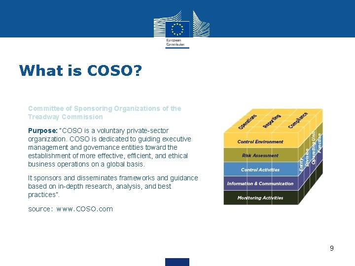 What is COSO? Committee of Sponsoring Organizations of the Treadway Commission Purpose: “COSO is