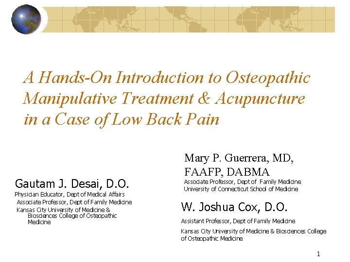 A HandsOn Introduction to Osteopathic Manipulative Treatment Acupuncture