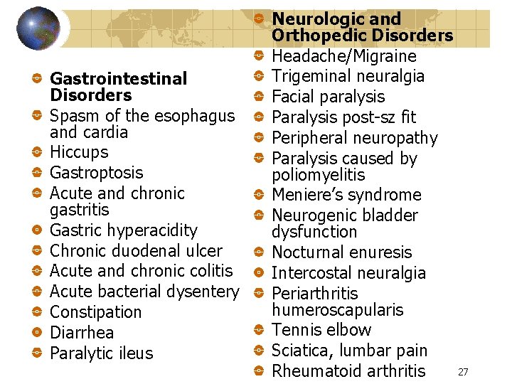 Gastrointestinal Disorders Spasm of the esophagus and cardia Hiccups Gastroptosis Acute and chronic gastritis