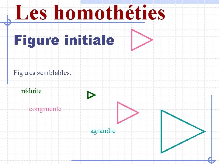 Les homothties Section gomtrie Les homothties Transformations gomtriques