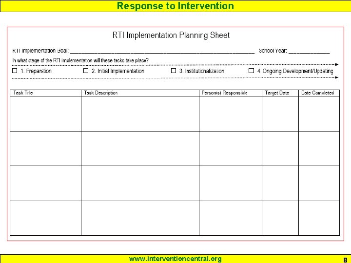 Response to Intervention www. interventioncentral. org 8 