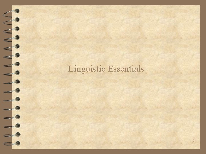 Linguistic Essentials 1 