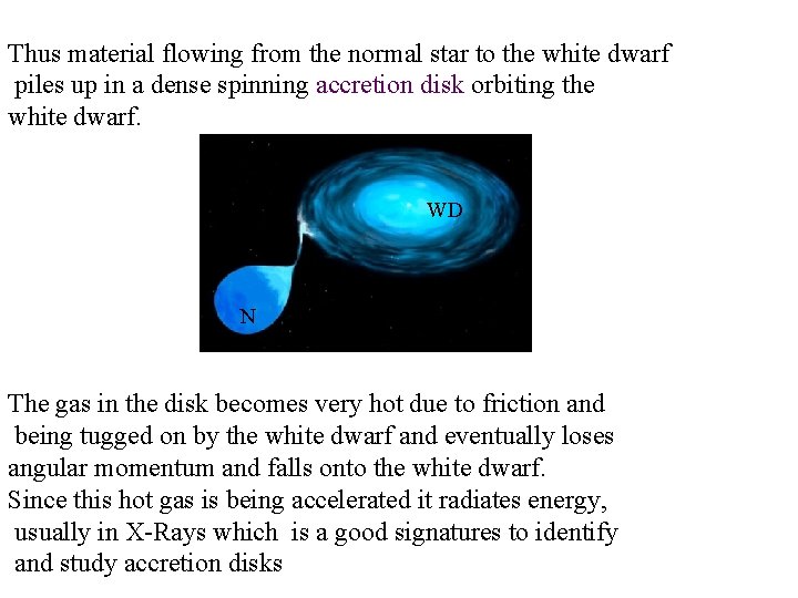 Thus material flowing from the normal star to the white dwarf piles up in