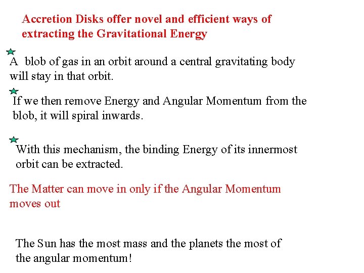 Accretion Disks offer novel and efficient ways of extracting the Gravitational Energy A blob