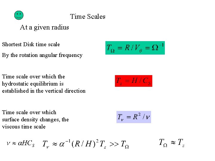  Time Scales At a given radius Shortest Disk time scale By the rotation
