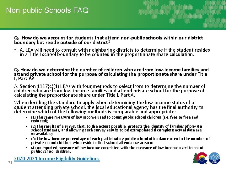 Non-public Schools FAQ Q. How do we account for students that attend non-public schools