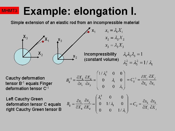 MHMT 3 Example: elongation I. Simple extension of an elastic rod from an incompressible