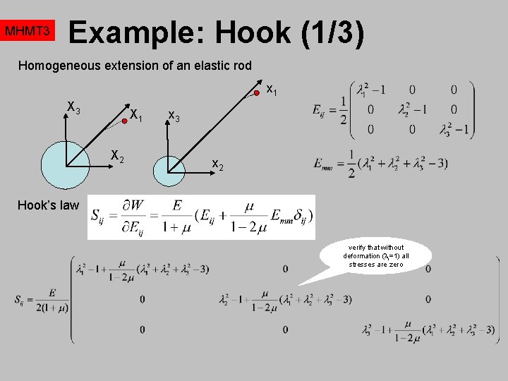 MHMT 3 Example: Hook (1/3) Homogeneous extension of an elastic rod x 1 X