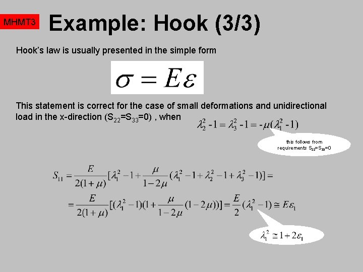 MHMT 3 Example: Hook (3/3) Hook’s law is usually presented in the simple form