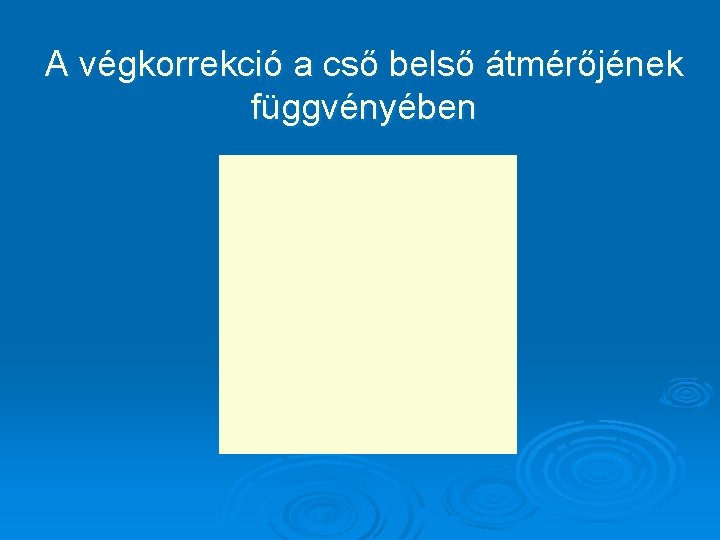 A végkorrekció a cső belső átmérőjének függvényében 