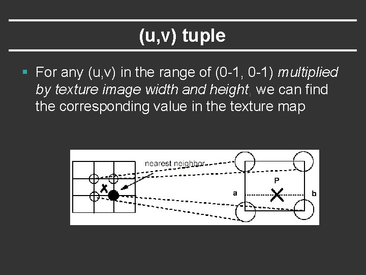 (u, v) tuple § For any (u, v) in the range of (0 -1,