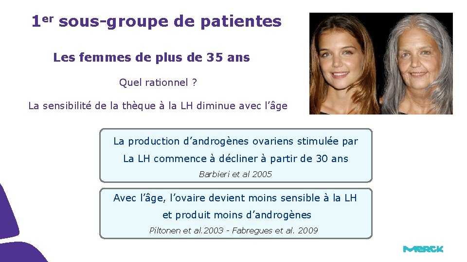 1 er sous-groupe de patientes Les femmes de plus de 35 ans Quel 1 er sous-groupe de patientes Les femmes de plus de 35 ans Quel
