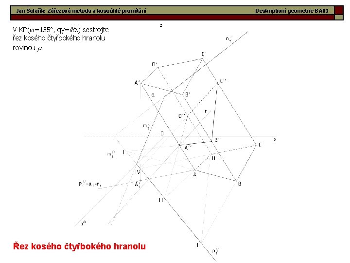 Jan Šafařík: Zářezová metoda a kosoúhlé promítání Deskriptivní geometrie BA 03 V KP( =135