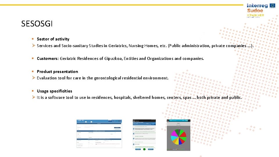 SESOSGI § Sector of activity Ø Services and Socio-sanitary Studies in Geriatrics, Nursing Homes,