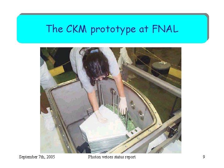 The CKM prototype at FNAL September 7 th, 2005 Photon vetoes status report 9