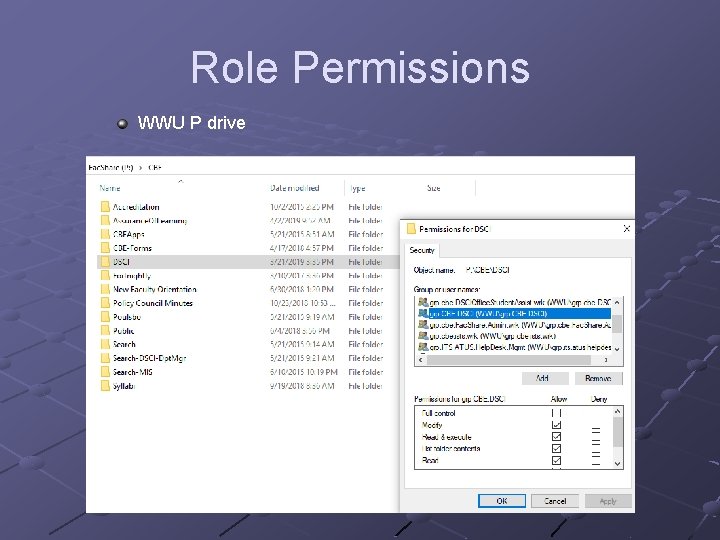 Role Permissions WWU P drive 